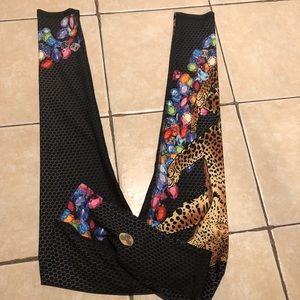 Cheetah print and flower print leggings